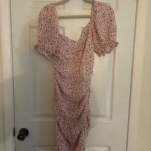 SHEIN Red Floral Asymmetrical Dress